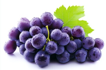 Wall Mural - purple grapes on a white background