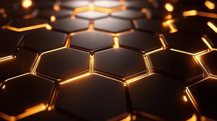 Poster - Pattern of illuminated hexagons, creating a captivating display of light and shadow