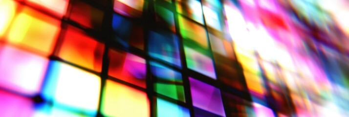 Poster - Prismatic Light Leaks Create Vibrant Bokeh Effects on a Dark Backdrop, Showcasing Digital Art