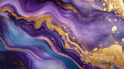 Colorful abstract pattern featuring flowing waves in shades of purple, blue, and gold. This vivid design offers a sense of depth and artistic flair, perfect for inspiring creativity