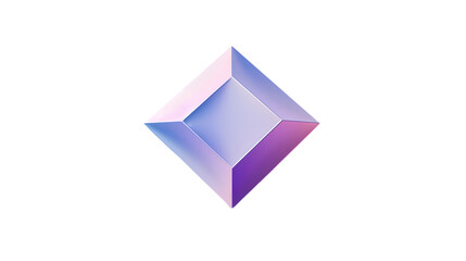 Wall Mural - Glossy 3D diamond icon Colorful geometric diamond shape art with vibrant pastel shades of pink, purple, and yellow. Feature a glossy surface with a modern Isolated on white background