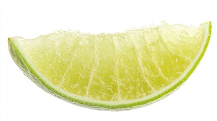 Poster - Fresh Knobby Lime Slice Isolated on Pure White Background Perfect for Culinary or Beverage Related Themes and Natural Food Photography