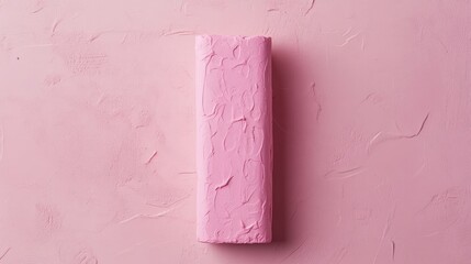 Poster - minimalistic pink clay column on textured backdrop showcasing space for logo and pastel design ideal