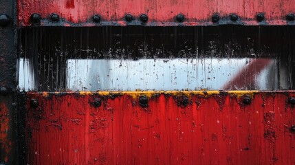 Poster - Rainy Day Details on the Golden Gate Bridge with Red Metal Textures and Water Droplets