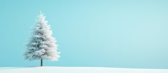 Poster - serene minimalist image of a white pine tree against a soft blue background with ample negative spac