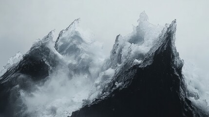 Wall Mural - majestic black and white iceberg towering over turbulent waves symbolizes the raw beauty and power o