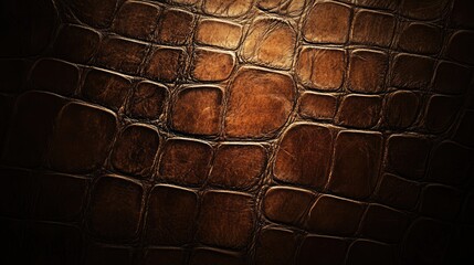 Poster - Elegant brown crocodile leather texture background for luxury design and fashion projects.