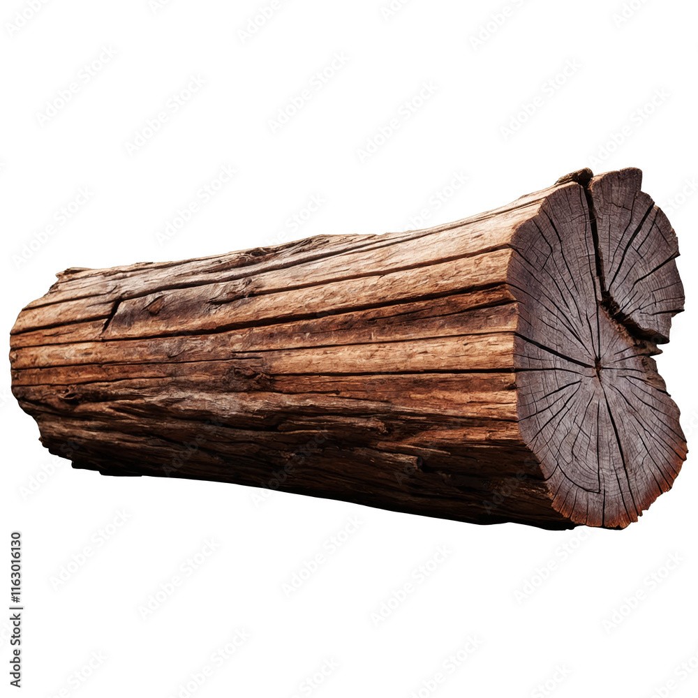 Log Ridge Shape Natural timber log showcasing detailed texture and grain patterns in ...