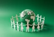 © Abdul - Paper Chain People Protecting Green Earth Globe: Global Unity Concept