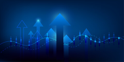 Wall Mural - stock arrow growth. digital blue abstract background. 