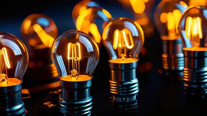 Poster - Incandescent light bulb on dark background with bokeh effect