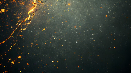 Poster - Abstract Background of Glowing Particles and Texture with Golden Splashes and Dark Tones, Perfect for Creative Projects and Artistic Displays