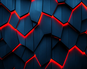 Poster - Abstract futuristic design with glowing red highlights and geometric shapes for modern backgrounds