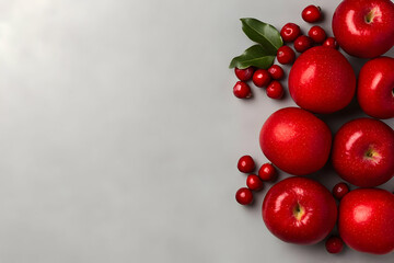 Wall Mural - Red Apples and Cranberries Still Life Photo