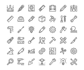 Poster - work tools icons. outline symbols collection. premium vector line icons set