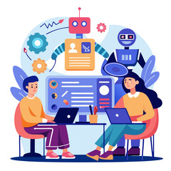 Aufkleber - Programmers develop innovative applications with advanced robots in a collaborative workspace