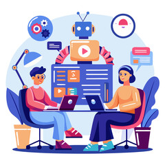 Aufkleber - Programmers developing advanced applications with AI technology in a modern workspace