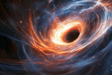 Poster - Mesmerizing cosmic scene featuring a radiant core surrounded by vibrant energy waves and stars