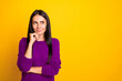 © deagreez - Portrait of minded girl think look at copyspace wear red jumper isolated over yellow background