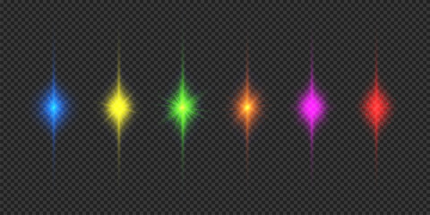 Wall Mural - set of multicolor light effects of lens flares