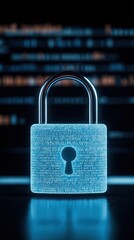 Poster - digital lock secure file data transfer. modern cyber security concept. privacy management policy key