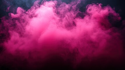 Pink and dark smoke cloud on black background.