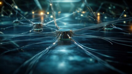 Poster - Intricate Network of Connected Nodes Representing Advanced Technology and Modern Communication Systems in a Futuristic Digital Landscape