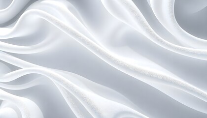 Fototapete - illustration of bright white fabric material in wavy layers, creating an abstract background with dark shadows