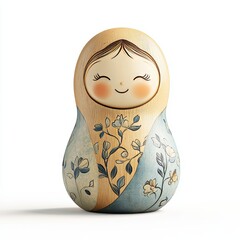 A vibrant matryoshka doll positioned on a white backdrop, symbolizing Russian heritage and artistry