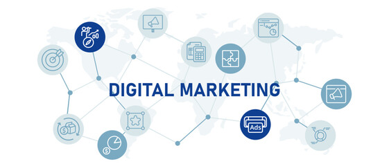 Poster - digital marketing advertising online internet advertisement product sales communication company serv