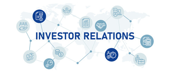 Poster - investor relations investment corporate relationship web header background design set outline collec