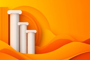 Poster - A flat depiction of a row of ionic columns, reduced to simple shapes and subtle gradients, symbolizing classic harmony
