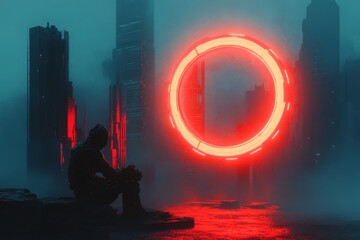 Poster - A pixel art depiction of a glowing ion interacting with a futuristic energy system, in a retro video game aesthetic
