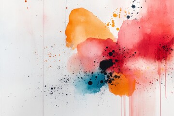 Poster - A vibrant watercolor of a blacksmith forge, with glowing red-hot iron and dynamic splashes of light and color