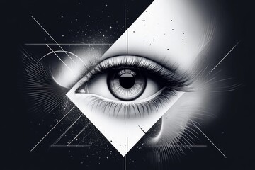 Aufkleber - A clean geometric design of an iris eye, with simple lines radiating from the pupil in soft gradients