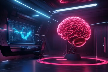 Poster - A pixel art depiction of a glowing brain surrounded by animated puzzles and IQ test patterns, with retro gaming aesthetics