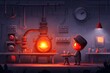 © Thanyarat - A pixel art inventor in a retro lab surrounded by glowing, animated machines and tools, symbolizing innovation in a classic game aesthetic