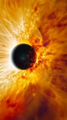 Wall Mural - Stunning cosmic event captures a planet engulfed in fiery solar flares in a vibrant celestial backdrop