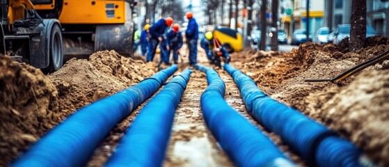 Hard Construction Site for Installing Fiber Optic Cables