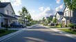 Street of modern suburban homes