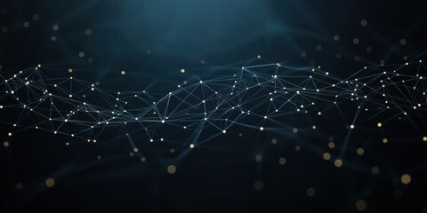 Poster - abstract futuristic illustration of complex network. interconnected points, lines form dynamic patte