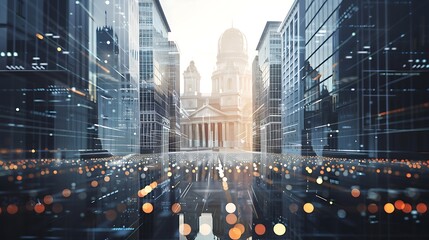 Poster - Digital city showing how technology and architecture merge together to create a brilliant futuristic cityscape.