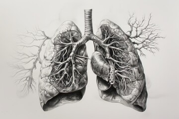 Poster - Detailed anatomical illustration showcasing human lungs with intricate branching airways and alveoli, highlighting the respiratory system's design and structure
