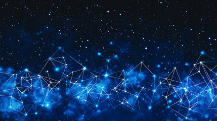 Wall Mural - cosmic network: a mesmerizing abstract background of a starry sky with interconnected lines, symboli