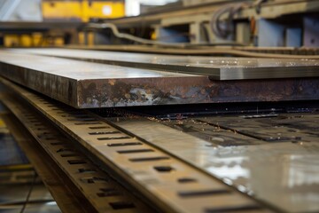 Aufkleber - Laser cutting process in a modern workshop creates intricate designs on metal sheets with vibrant sparks flying in every direction