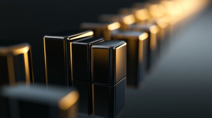 Leinwandbilder - A close-up of a D bar chart showing business growth and financial trends, with a dark gradient background and reflective surfaces for a sleek look.