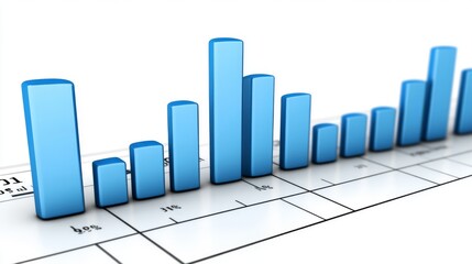 Leinwandbilder - A close-up of a financial bar graph on a computer screen, showing business growth metrics and trends, with a professional, minimalist design.