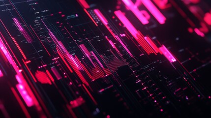 Poster - A close-up of a financial bar graph on a computer screen, showing business growth metrics and trends, with a professional, minimalist design.