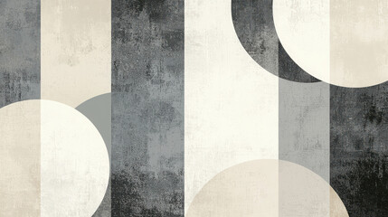 Aufkleber - Abstract Geometric Design Featuring Muted Shapes and Textures in Soft Tones