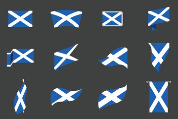 Flag of Scotland Set, Original and simple Scotland flag Bundle, vector illustration of Scotland flag Collection
